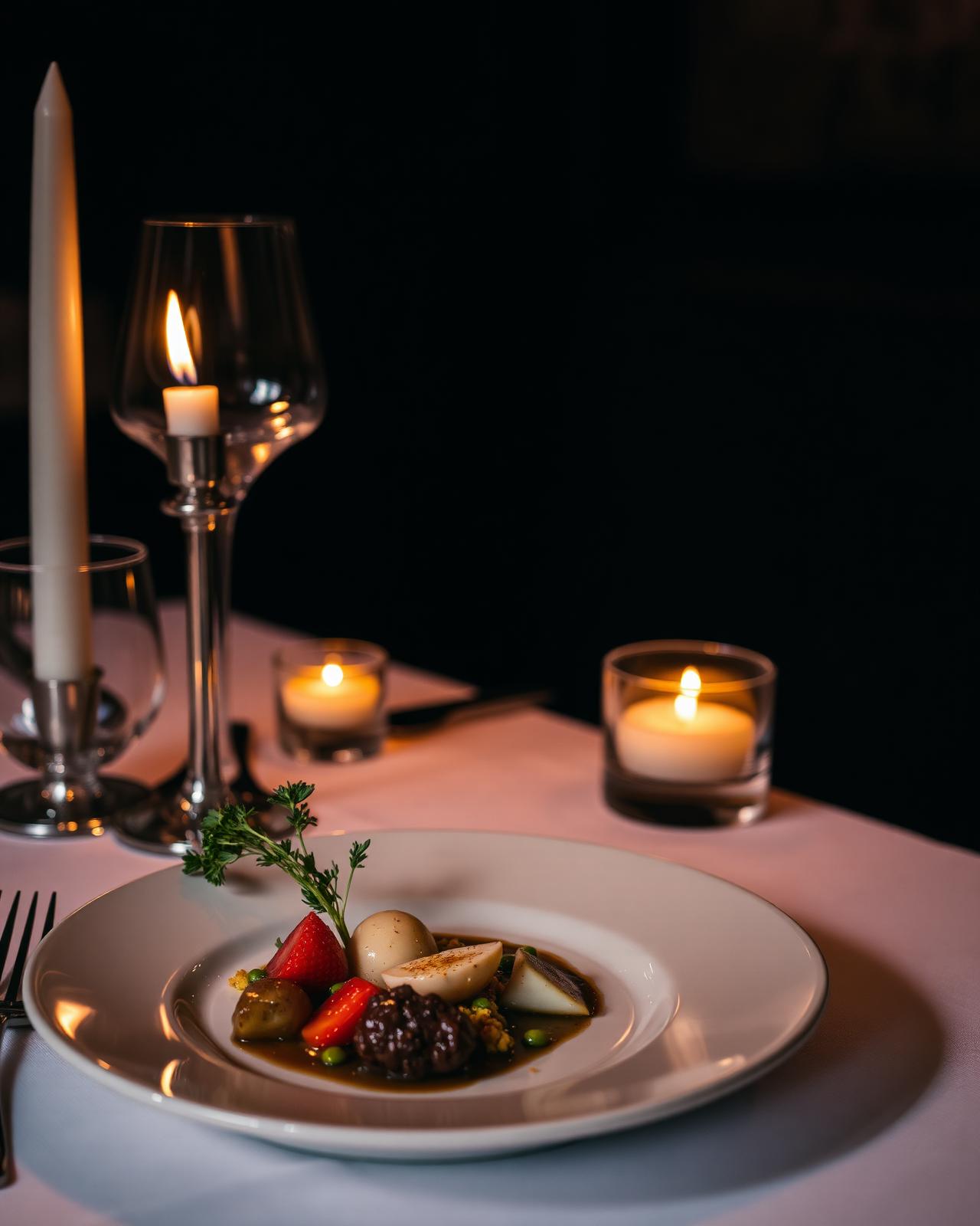 Sfeervol gedekte tafel in restaurant Bitter en Zoet